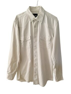 Wrangler Men’s Grey Cream Long-Sleeve Pearl Snap Western Shirt Size Large Tall